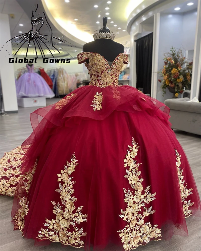 Off The Shoulder Ball Gown Quinceanera Dresses Red For Girls Beaded Birthday Party Gowns Lace Up Back Appliques Graduatio
Off The Shoulder Ball Gown Quinceanera Dresses Red For Girls Beaded Birthday Party Gowns Lace Up Back Appliques Graduatio