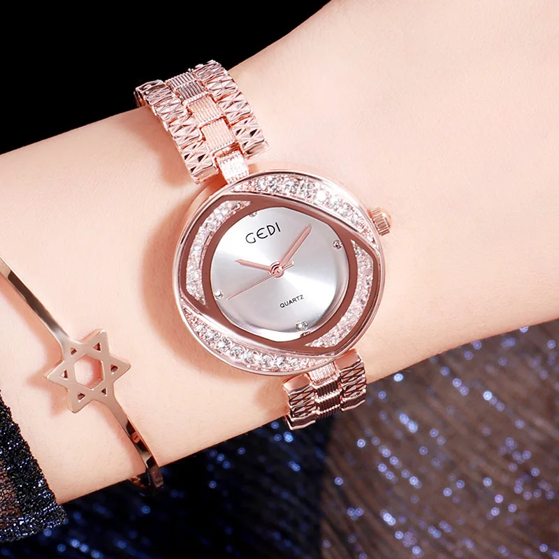 

Women's Watch Fashion Light Luxury Stainless Steel Strap Pointer Watch Diamond Dial Waterproof Quartz Ladies's reloj para mujer