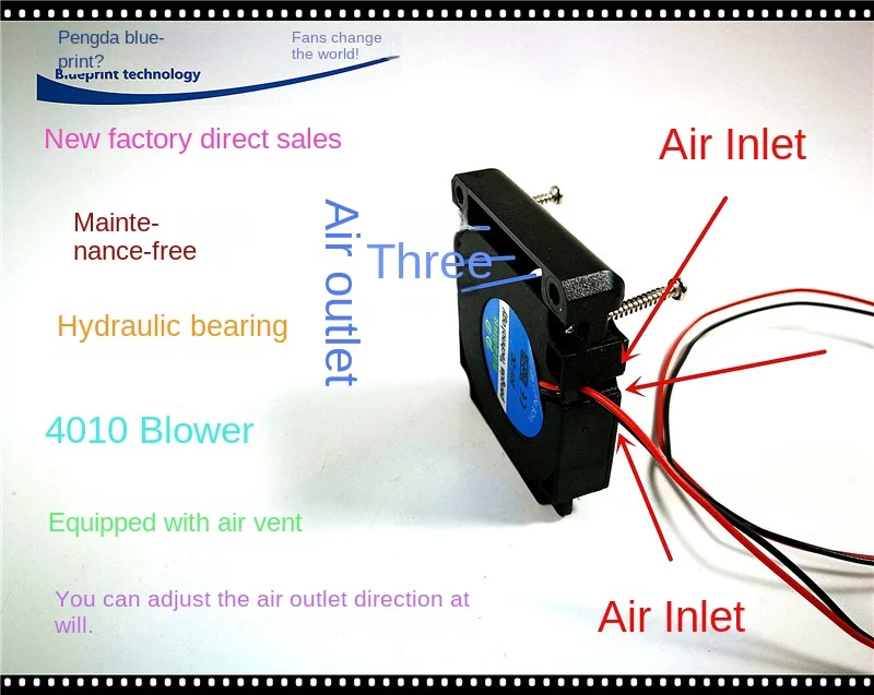 40*40*10MM 3D Printer Accessories DIY Print Head 4010 Blower 4cm12v24v5v Turbo Fan Cooling Air Guide
40*40*10MM 3D Printer Accessories DIY Print Head 4010 Blower 4cm12v24v5v Turbo Fan Cooling Air Guide