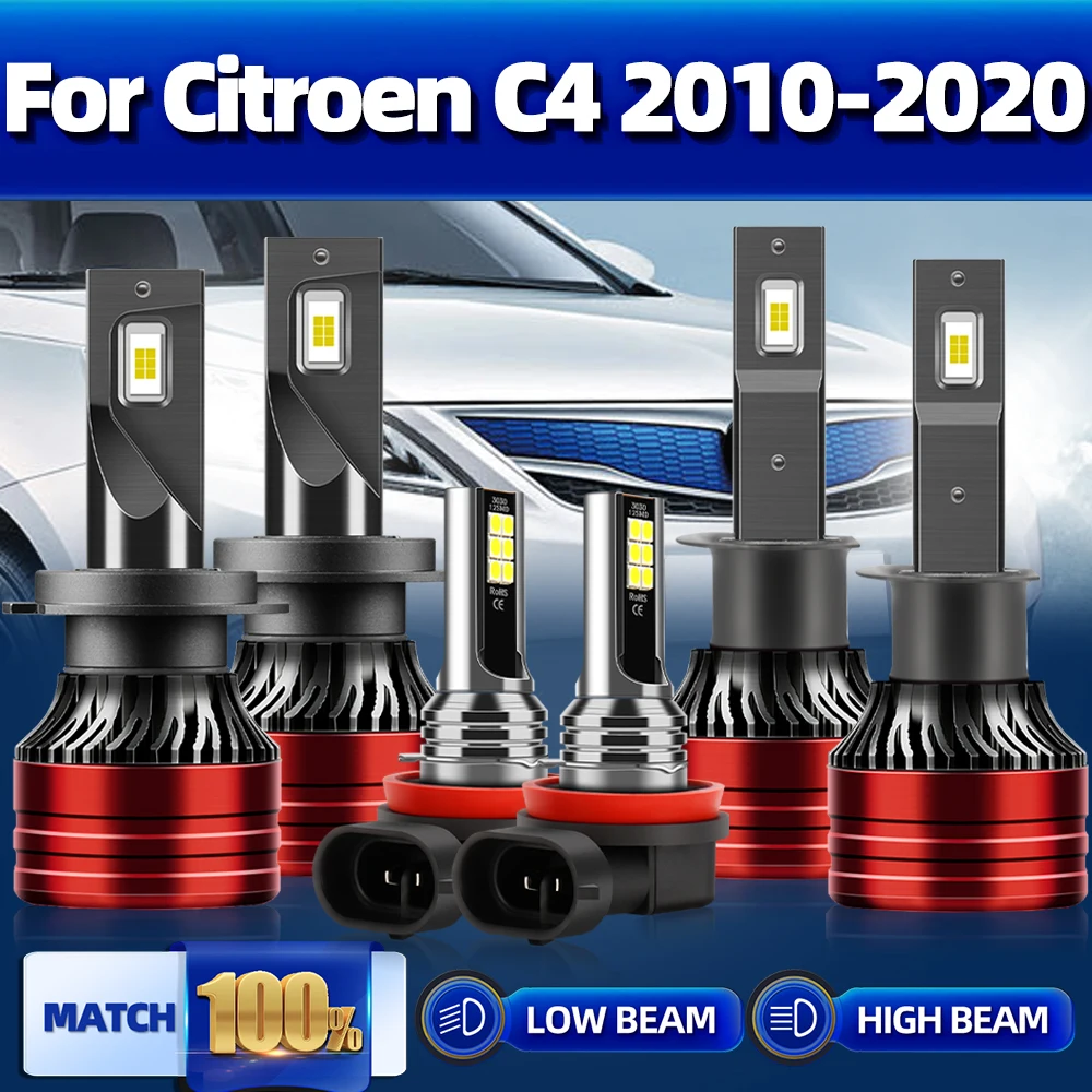 

60000LM светодиодный лампы для фар 360W Автомобильные светильник 12V Turbo Автомобильные противотуманные фары 6000K для Citroen C4 2010-2014 2015 2016 2017 2018 2019 2020