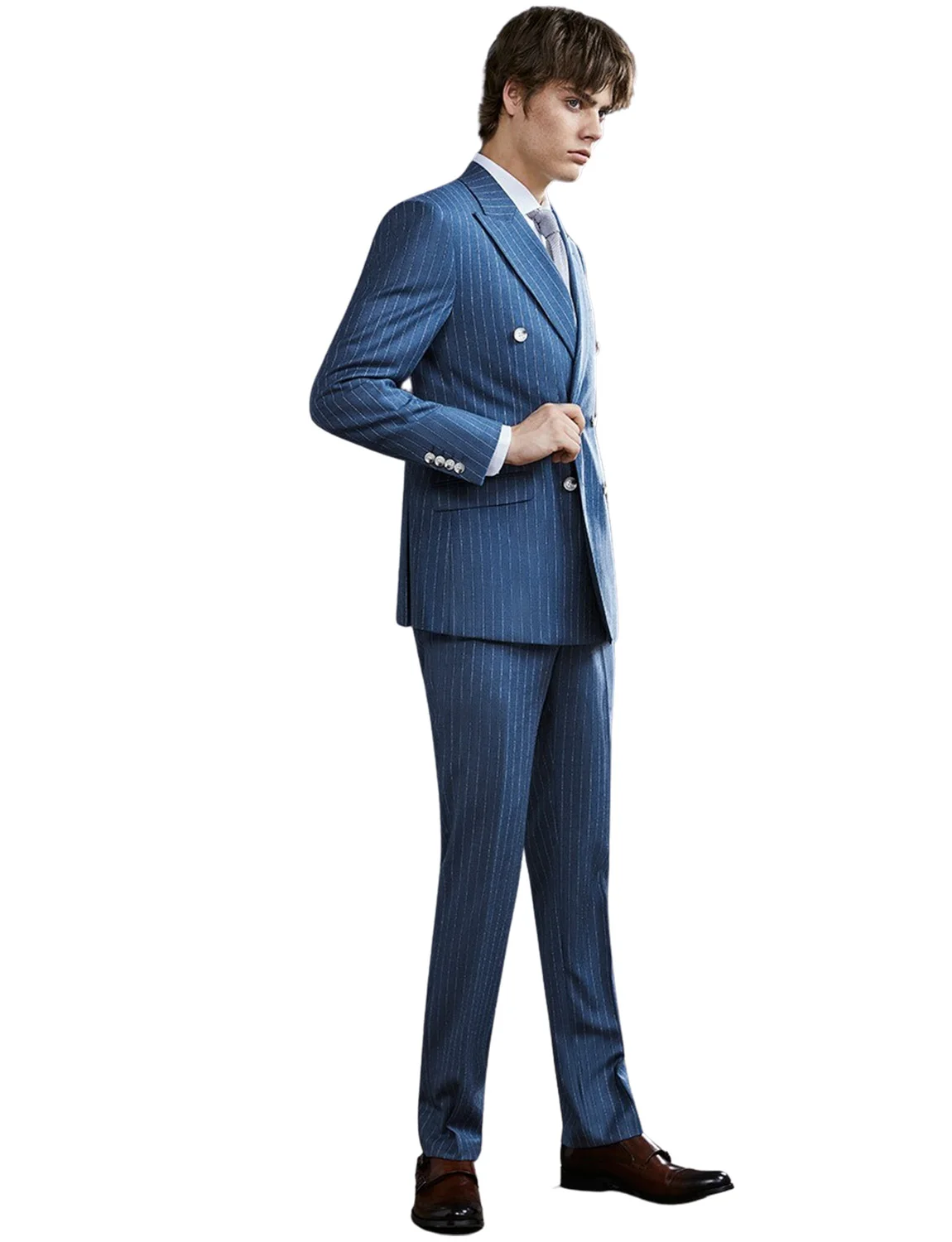 

Костюм мужской двубортный в полоску, пиджак и брюки, Смокинги на заказ для делового офиса