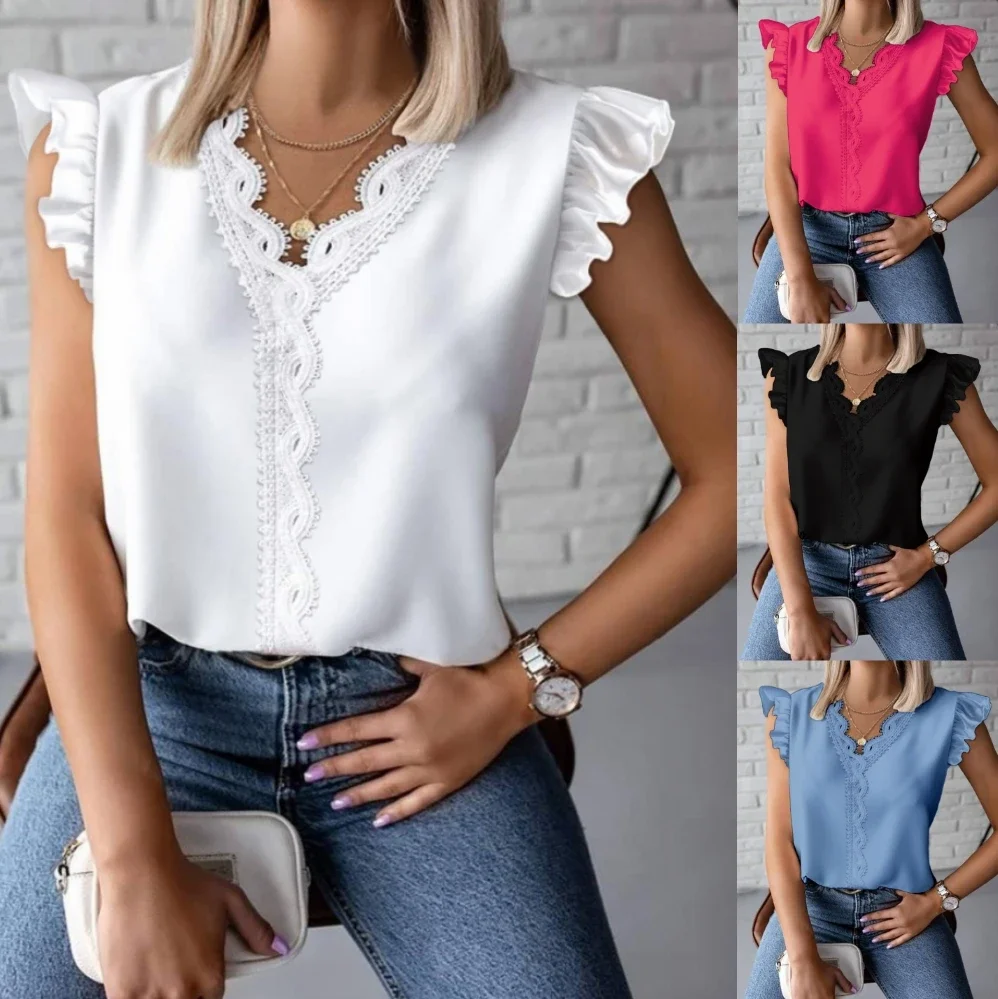 Summer New Casual Short Sleeve Pleated Patchwork Blouse Elegant Office Lady Solid Chic Shirt Female Tops
Summer New Casual Short Sleeve Pleated Patchwork Blouse Elegant Office Lady Solid Chic Shirt Female Tops