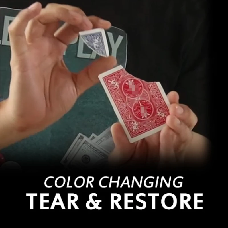

Color Changing Tear & Restore Close Up Magic Tricks Props Illusions Gimmick Torn Card Restore Changes Color Visual Magic Show