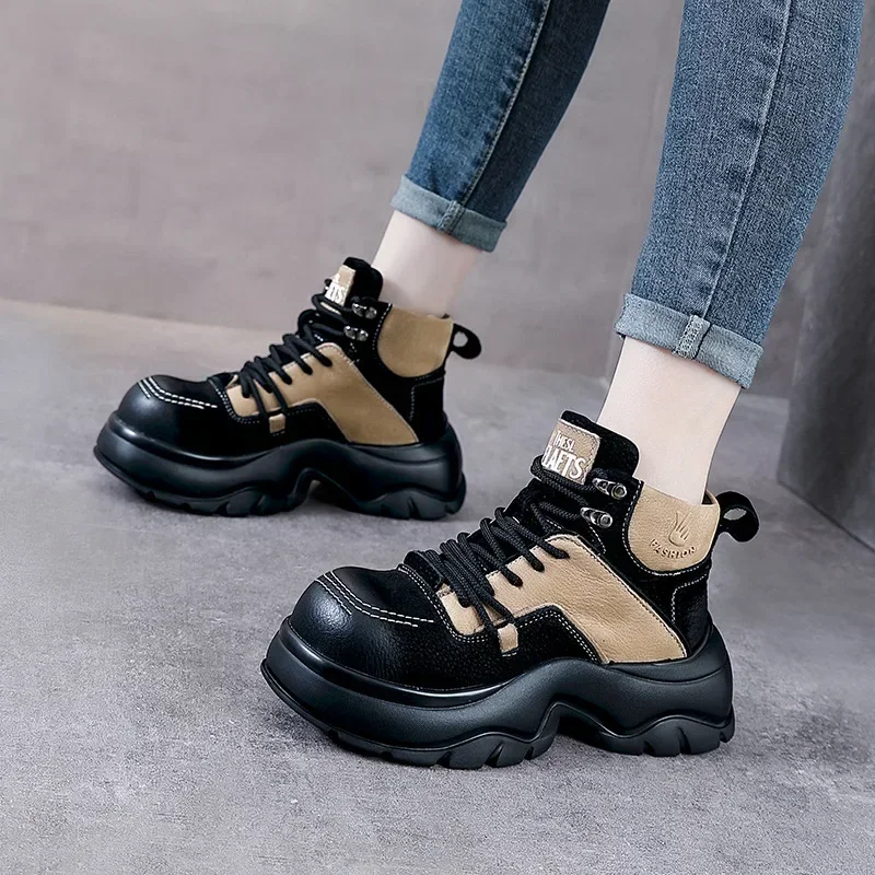 

Krasovki 6cm Suede Genuine Leather Wedge Platform Boots Ankle Booties Ethnic Women Autumn Spring Motorcycle Fashion Shoes