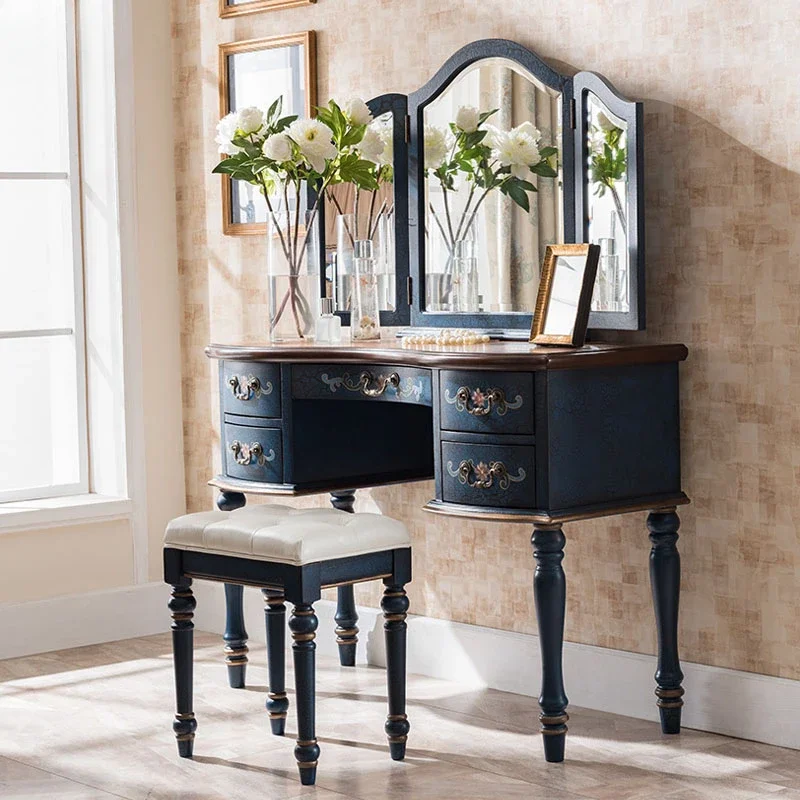 

Mirror Handles Dresser Drawers Storage Bedroom Modern Wood Mirror Makeup Table Women Luxury Mesa De Maquillaje Dresser Furniture