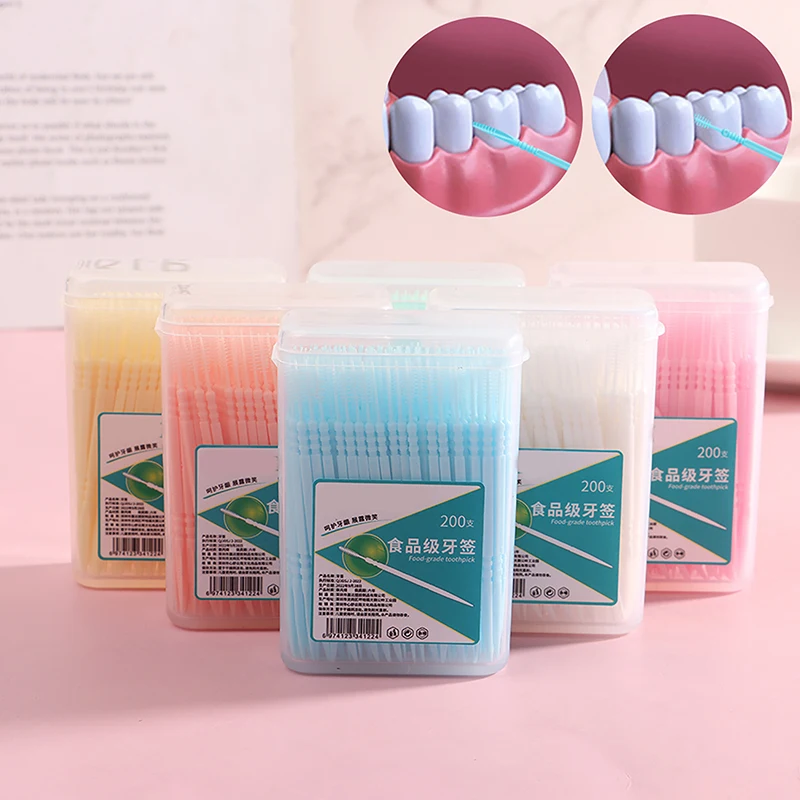 200Pcs/box Plastic Double Head Dental Floss Toothpick Brush Dental Oral Care for Freshen Breath Removing Food and Plaque
200Pcs/box Plastic Double Head Dental Floss Toothpick Brush Dental Oral Care for Freshen Breath Removing Food and Plaque