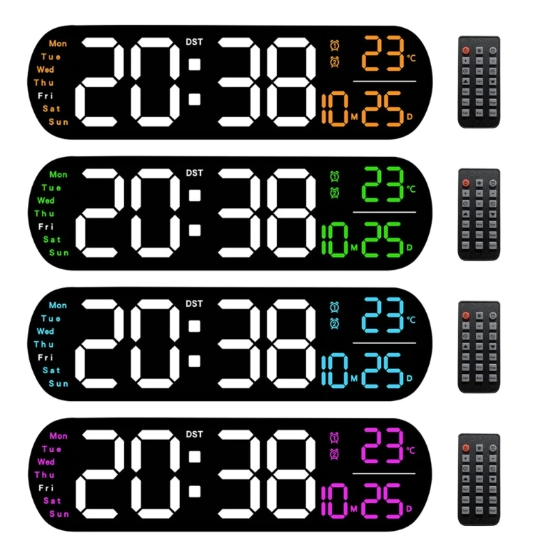 Большие цифровые настенные часы, ночной будильник, дисплей температуры и влажности 
Большие цифровые настенные часы, ночной будильник, дисплей температуры и влажности
