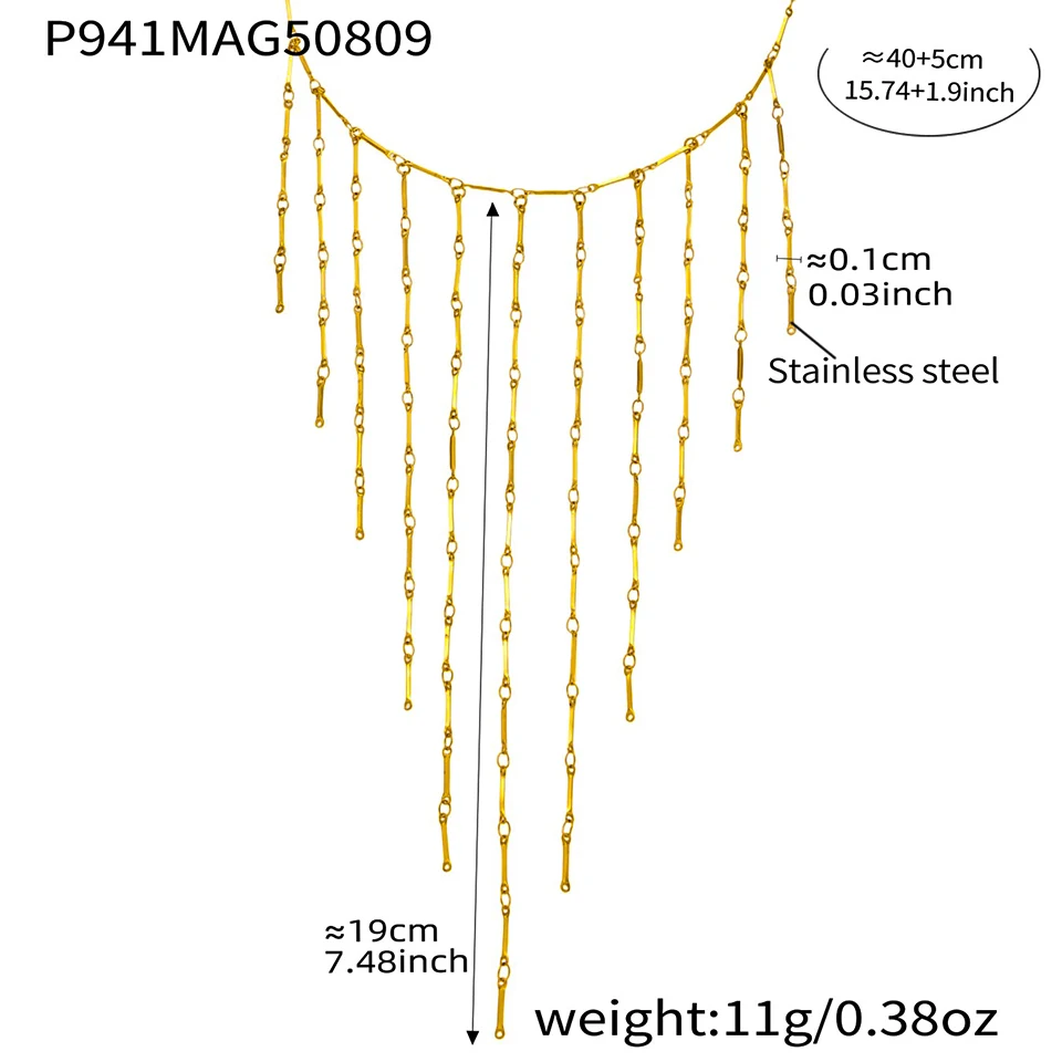 Sweet Fringe Necklace In Stainless Steel 18k Gold Plated Waterproof Non Tarnish Collar Cascade Long Tassels Necklace For Women 3 Mallzona Sda4f9522420f4e438a8222481e6b6378d Sweet Fringe Necklace In Stainless Steel 18k Gold Plated Waterproof Non Tarnish Collar Cascade Long Tassels Necklace For Women Mallzona