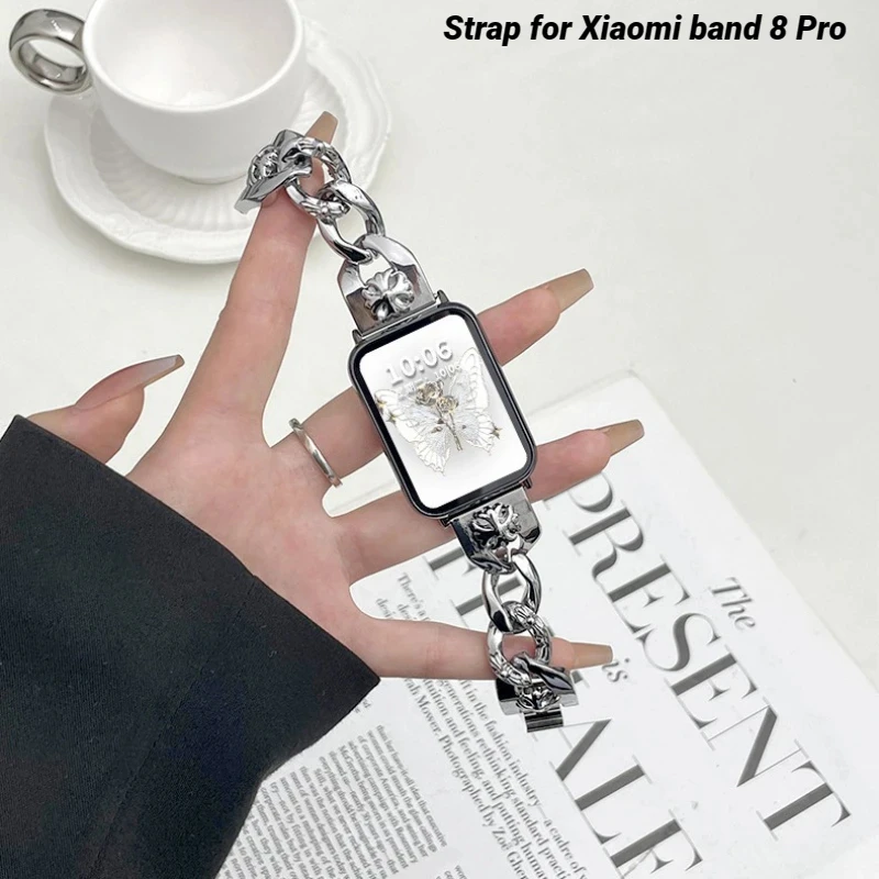 

Ремешок металлический из нержавеющей стали для Xiaomi band 8 pro, сменный спортивный браслет для Mi band 8 pro Correa