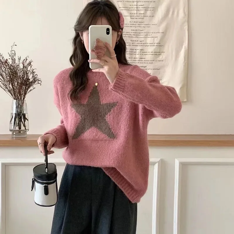 DAYIFUN-Loose Knitted Pullovers for Women Y2K Aesthetic Jumpers Vintage Harajuku Loose Sweaters All Match Grunge New Star Autumn 
DAYIFUN-Loose Knitted Pullovers for Women Y2K Aesthetic Jumpers Vintage Harajuku Loose Sweaters All Match Grunge New Star Autumn