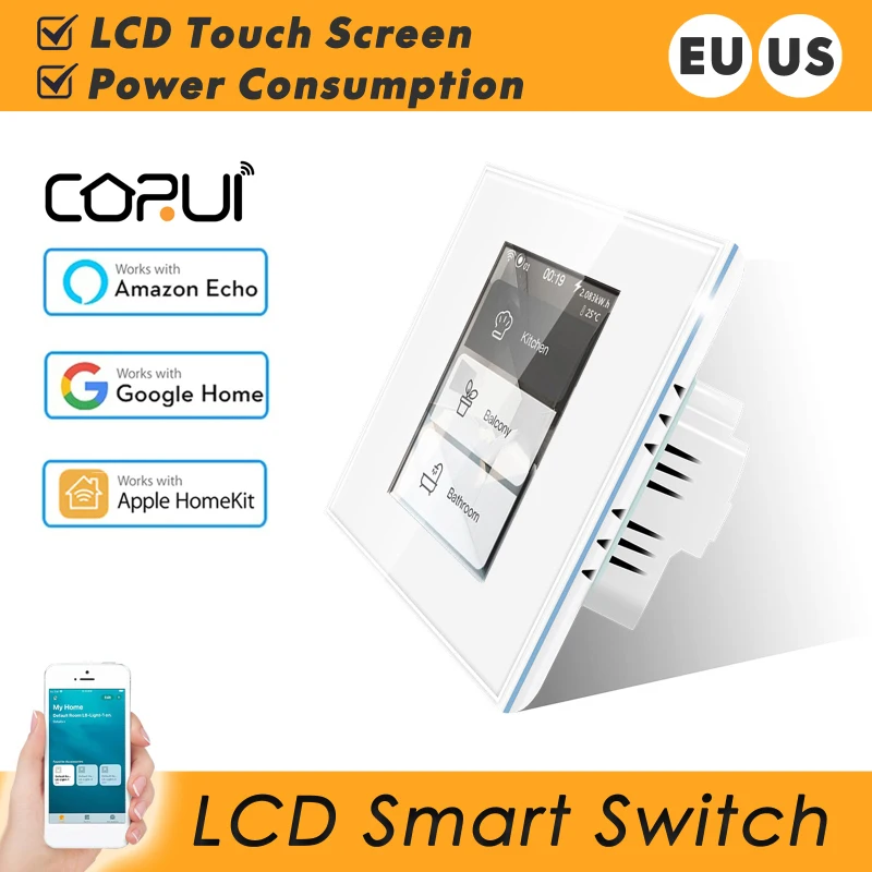 CoRui WiFi LCD Touch Screen Smart Wall Light Curtain Switch Smart 4 In 1 Home Switch Support Homekit App And Siri Voice Control
CoRui WiFi LCD Touch Screen Smart Wall Light Curtain Switch Smart 4 In 1 Home Switch Support Homekit App And Siri Voice Control