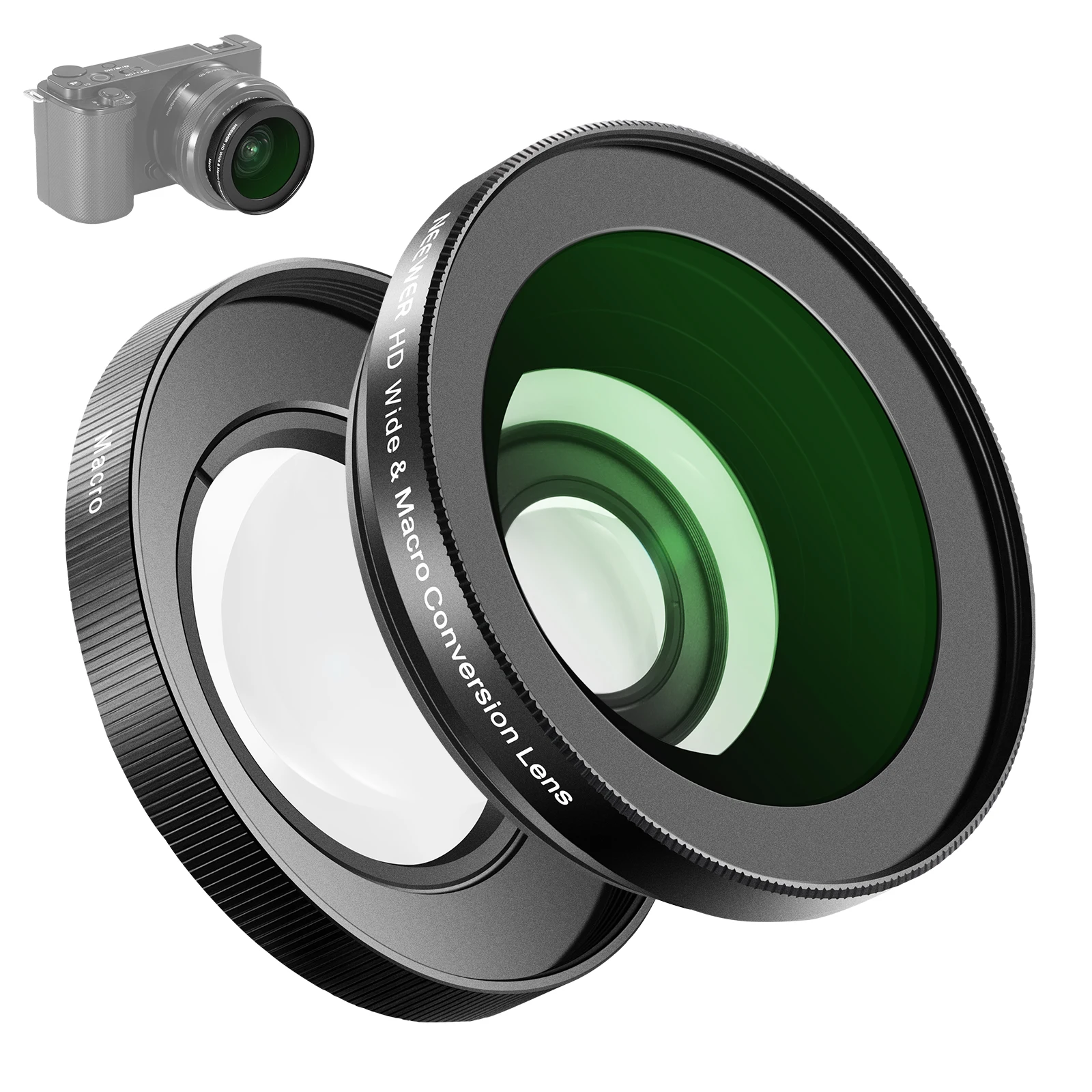 NEEWER 40,5 мм HD широкоугольный объектив совместим с Sony ZV-1F ZV-E10 A5000 A6000, 2 в 1 18 мм широкоугольный и 10х макро дополнительный
NEEWER 40,5 мм HD широкоугольный объектив совместим с Sony ZV-1F ZV-E10 A5000 A6000, 2 в 1 18 мм широкоугольный и 10х макро дополнительный