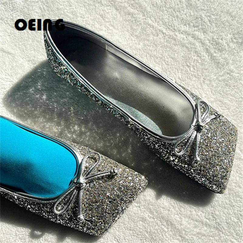Spring Women Silver Glitter Ballet Flats Square Toe Slip-on Style Loafers Butterfly-Knot Decor Footwear Zapatos De Mujer 35-40
Spring Women Silver Glitter Ballet Flats Square Toe Slip-on Style Loafers Butterfly-Knot Decor Footwear Zapatos De Mujer 35-40