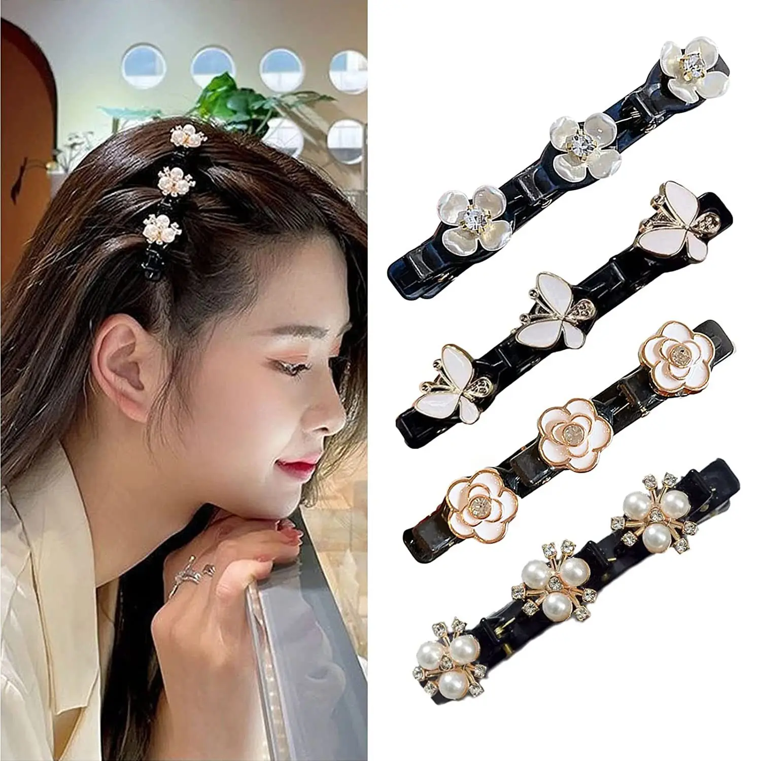 Hair Clip for Women Girls Petal Pearl Four-Leaf Clover Hair Clips Styling Tools Accessories Chopped Hairpin Duckbill Hair Clips
Hair Clip for Women Girls Petal Pearl Four-Leaf Clover Hair Clips Styling Tools Accessories Chopped Hairpin Duckbill Hair Clips