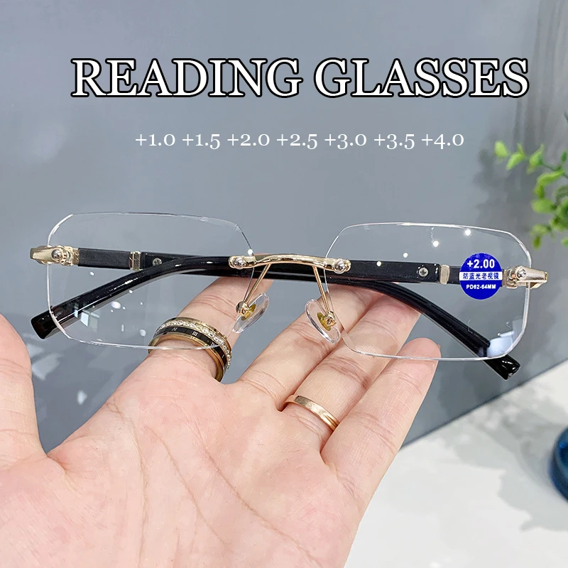 Unisex Women Men Presbyopia Glasses with Diopter +1.0 TO +4.0 Luxury Frameless Finished Optical Prescription Reading Eyeglasses
Unisex Women Men Presbyopia Glasses with Diopter +1.0 TO +4.0 Luxury Frameless Finished Optical Prescription Reading Eyeglasses