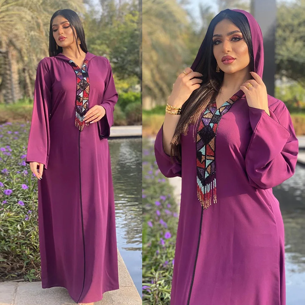 Hooded Dubai Moroccan Luxury Caftan Muslim Fashion Turkey Wears Latest Gown For Ladies Jellaba Veiling Islamic Clothing Burqa 
Hooded Dubai Moroccan Luxury Caftan Muslim Fashion Turkey Wears Latest Gown For Ladies Jellaba Veiling Islamic Clothing Burqa
