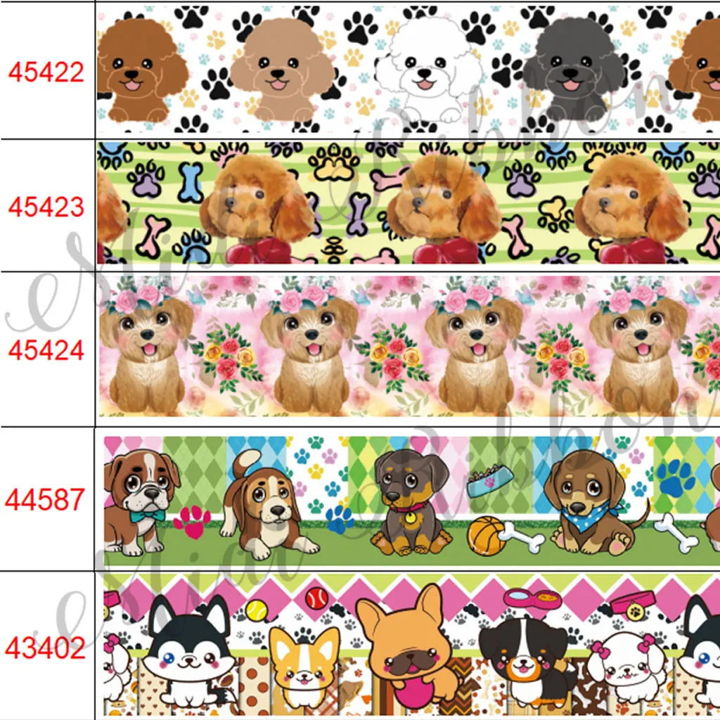 16mm-75mm Cute Dog Teddy Printed Grosgrain/Elastic Ribbon For DIY Hair Bow Home Decoration Crafts
16mm-75mm Cute Dog Teddy Printed Grosgrain/Elastic Ribbon For DIY Hair Bow Home Decoration Crafts