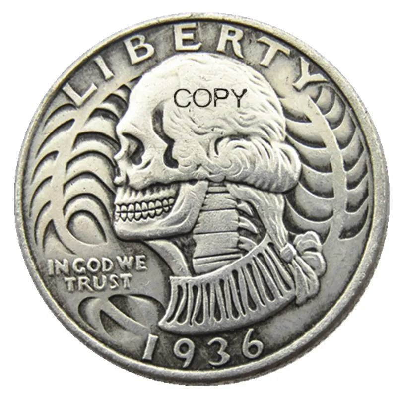 Креативные копии монет Хобо в виде черепа, зомби, 1936 штук, ручная работа 
Креативные копии монет Хобо в виде черепа, зомби, 1936 штук, ручная работа