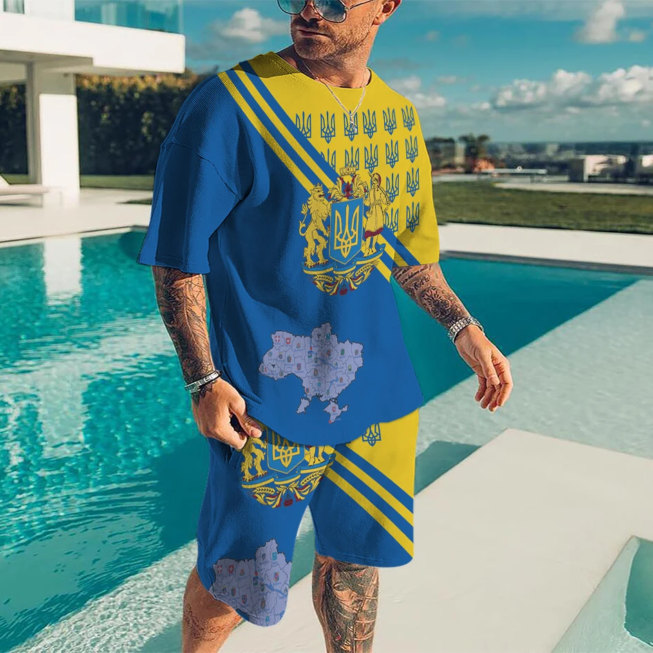 Summer Suit Men's Ukraine Flag 2022 3D Printing Ladies Fashion Retro Personality Loose T-Shirt + Shorts Hip Hop Casual Jogging
Summer Suit Men's Ukraine Flag 2022 3D Printing Ladies Fashion Retro Personality Loose T-Shirt + Shorts Hip Hop Casual Jogging