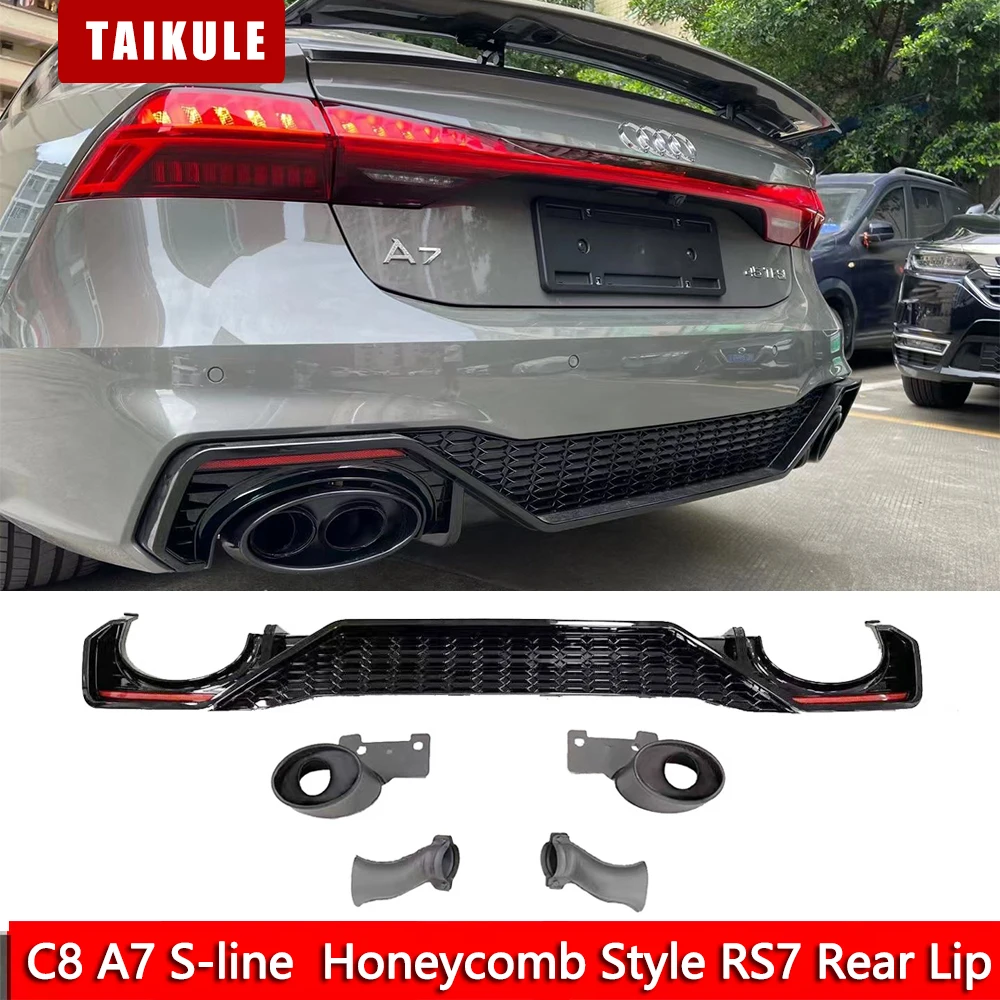 For 2019 to 2024 C8 A7 S-line Upgrading Honeycomb Rear Lip No Need to Replace Rear Bumper PP RS7 Rear Diffuser with Tail Throat
For 2019 to 2024 C8 A7 S-line Upgrading Honeycomb Rear Lip No Need to Replace Rear Bumper PP RS7 Rear Diffuser with Tail Throat