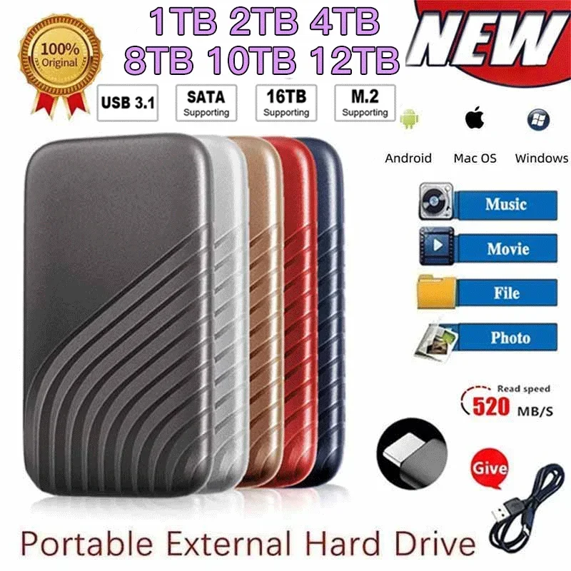 High-Speed Protable SSD 1TB 2TB Type-C USB3.1 16TB 8TB External Solid State Drive 4TB Mobile Hard Drive For Laptop PC PS5 Xbox
High-Speed Protable SSD 1TB 2TB Type-C USB3.1 16TB 8TB External Solid State Drive 4TB Mobile Hard Drive For Laptop PC PS5 Xbox