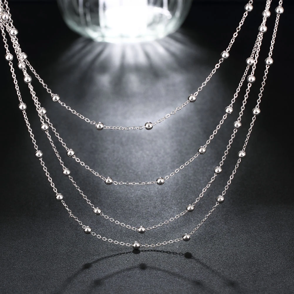 Fine 925 silver color necklace jewelry European style popular Women lady cute Charms beads chain fashion Valentine's Day gift
Fine 925 silver color necklace jewelry European style popular Women lady cute Charms beads chain fashion Valentine's Day gift