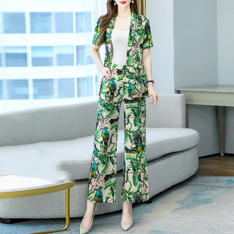 Two Piece Set Women Print Summer Short Sleeve Blazer Tops and Wide Leg Pant Suits Streetwear Casual Outfits 2 PPiece Sets
Two Piece Set Women Print Summer Short Sleeve Blazer Tops and Wide Leg Pant Suits Streetwear Casual Outfits 2 PPiece Sets