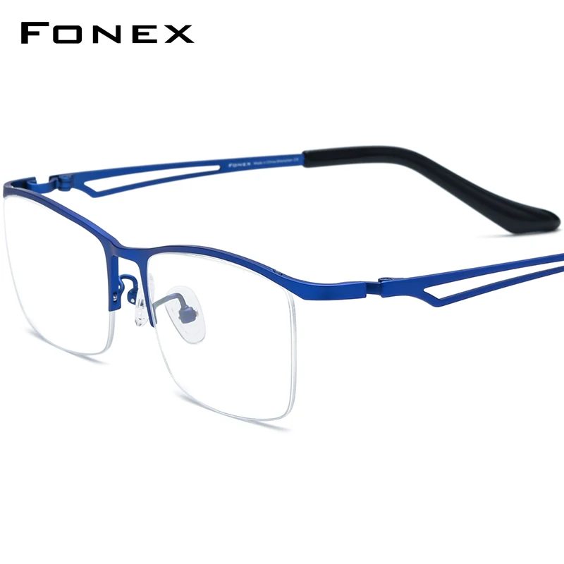 

FONEX Titanium Glasses Men 2023 New Fashion Square Semi Rimless Optical Eyeglasses Half Optical Frame Eyewear F85769