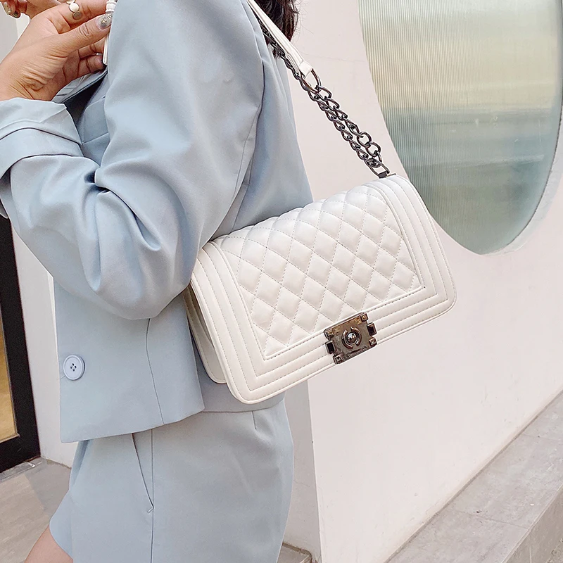 Фото Женские дизайнерские сумки на цепочке через плечо сумка-мессенджер в клетку с