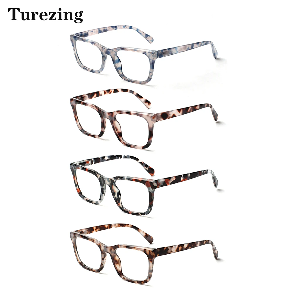 

Turezing 4 Pack Ultralight Reading Glasses Men Computer Presbyopic Eyeglasses Magnifying Eyewear Spring Hinge Print Flower Frame