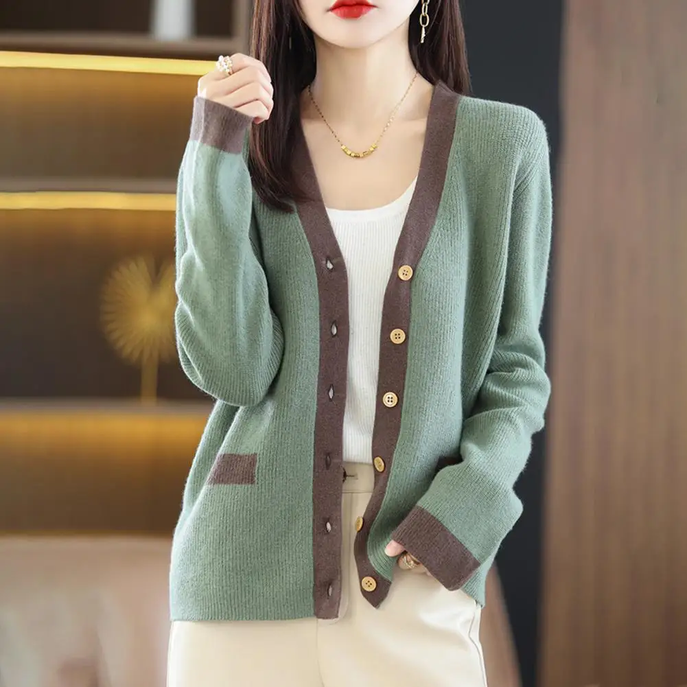Women Spring Cardigan Women's Knitted Sweater Coat with V Neck Long Sleeve Fall Spring Color Matching Thick Soft Warm Elastic
Women Spring Cardigan Women's Knitted Sweater Coat with V Neck Long Sleeve Fall Spring Color Matching Thick Soft Warm Elastic