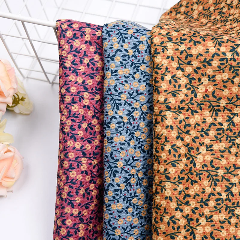 

Printed Corduroy Cloth Dresses for Women's Dress Fashion Clothing Children's Fabric Polyester Cloth DIY Handmade Sewing Quilting