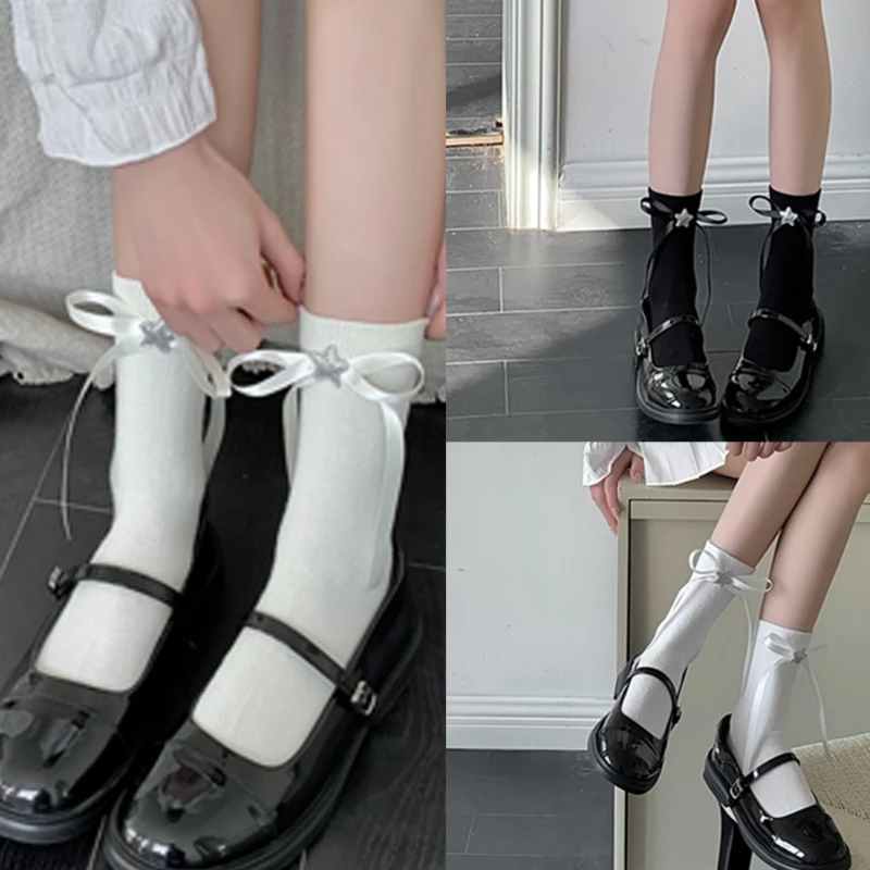 Women Student Solid Color Middle Tube Cotton Socks Stockings Japanese Style Sweet Sparkly Star Ribbon Bowknot Crew Socks
Women Student Solid Color Middle Tube Cotton Socks Stockings Japanese Style Sweet Sparkly Star Ribbon Bowknot Crew Socks
