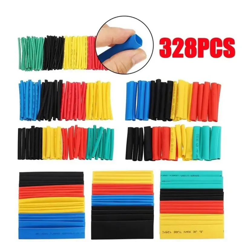 

328pcs Heat Shrink Wrapping Kit, Thermoresistant Tube Termoretractil Shrinking Tubing Assorted Wire Cable Insulation Sleeving