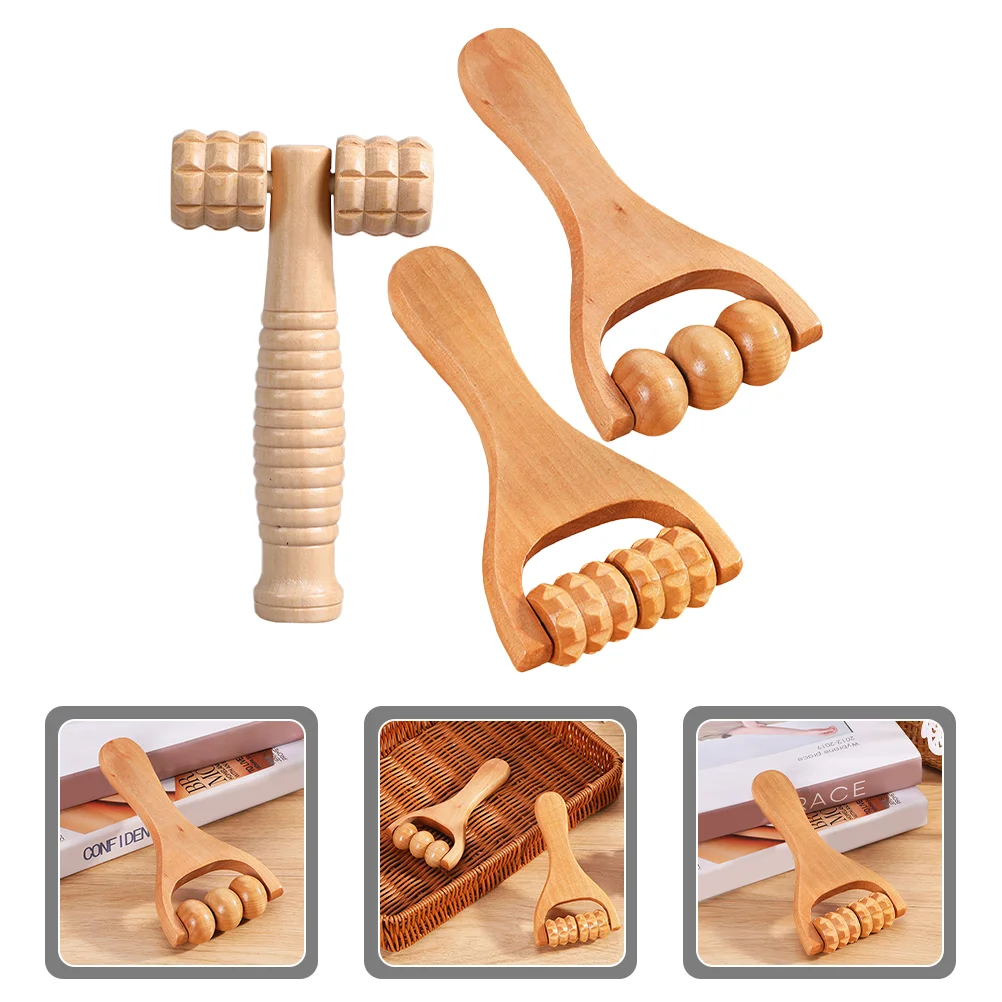 

3pcs Wood Massage Tools Wooden Foot Massager Rollers Home Rolling Foot Massagers Tool