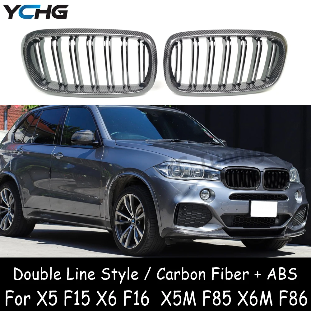 

X5 F15 X6 F16 Real Carbon Fiber Front Bumper Kidney Grille For BMW X5 F15 X6 F16 X5M F85 X6M F86 Racing Grills 2015-2019