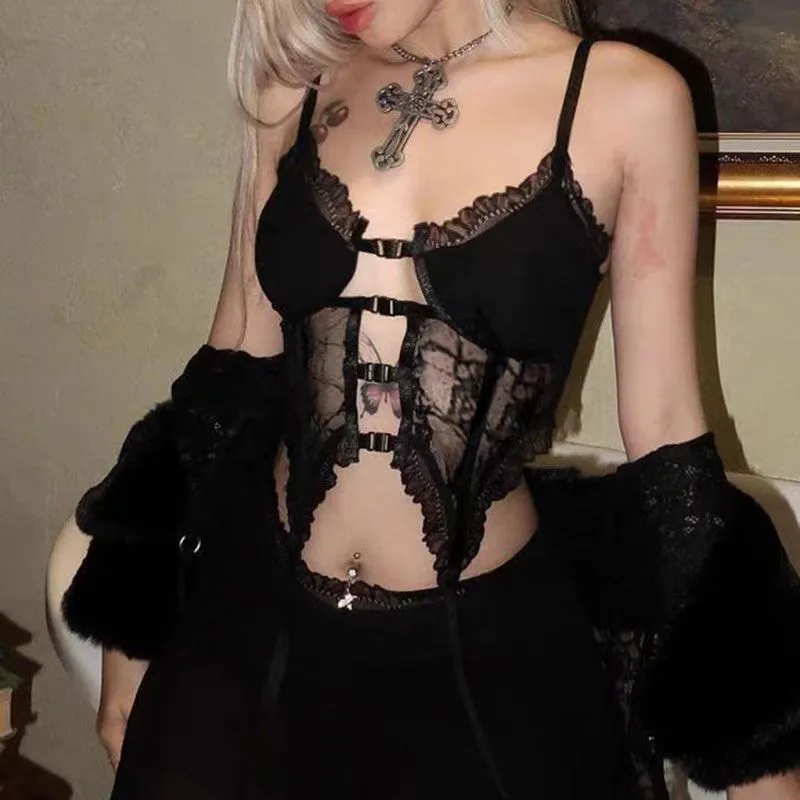 Lace Edge Hollowed Out Waist Collection Vest for Women with Exposed Navel Black Sexy Top
Lace Edge Hollowed Out Waist Collection Vest for Women with Exposed Navel Black Sexy Top
