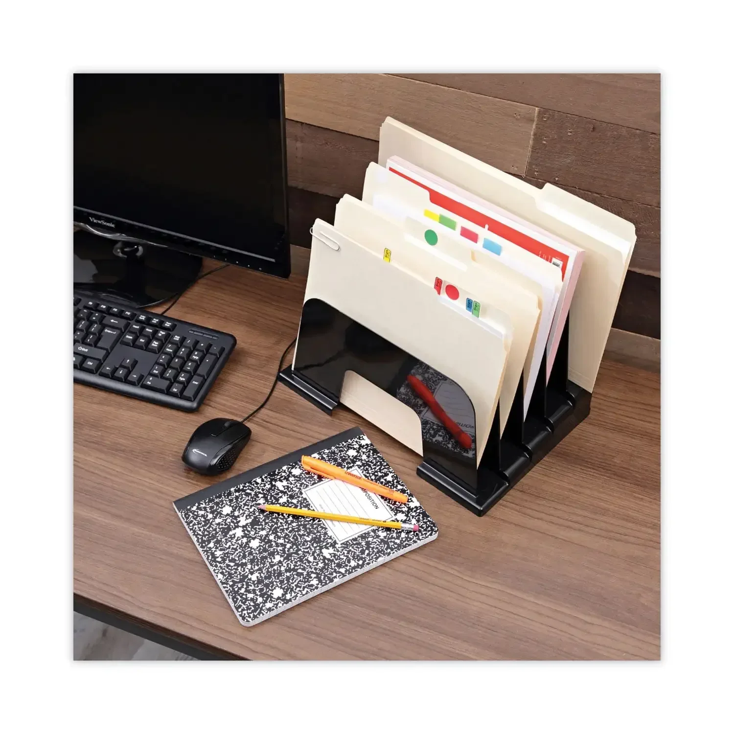 g Recycled Plastic Incline Sorter, 5 Sections, Letter Size Files, 13.25" X 9" X 9", Black Home Office Desk Organize
g Recycled Plastic Incline Sorter, 5 Sections, Letter Size Files, 13.25" X 9" X 9", Black Home Office Desk Organize
