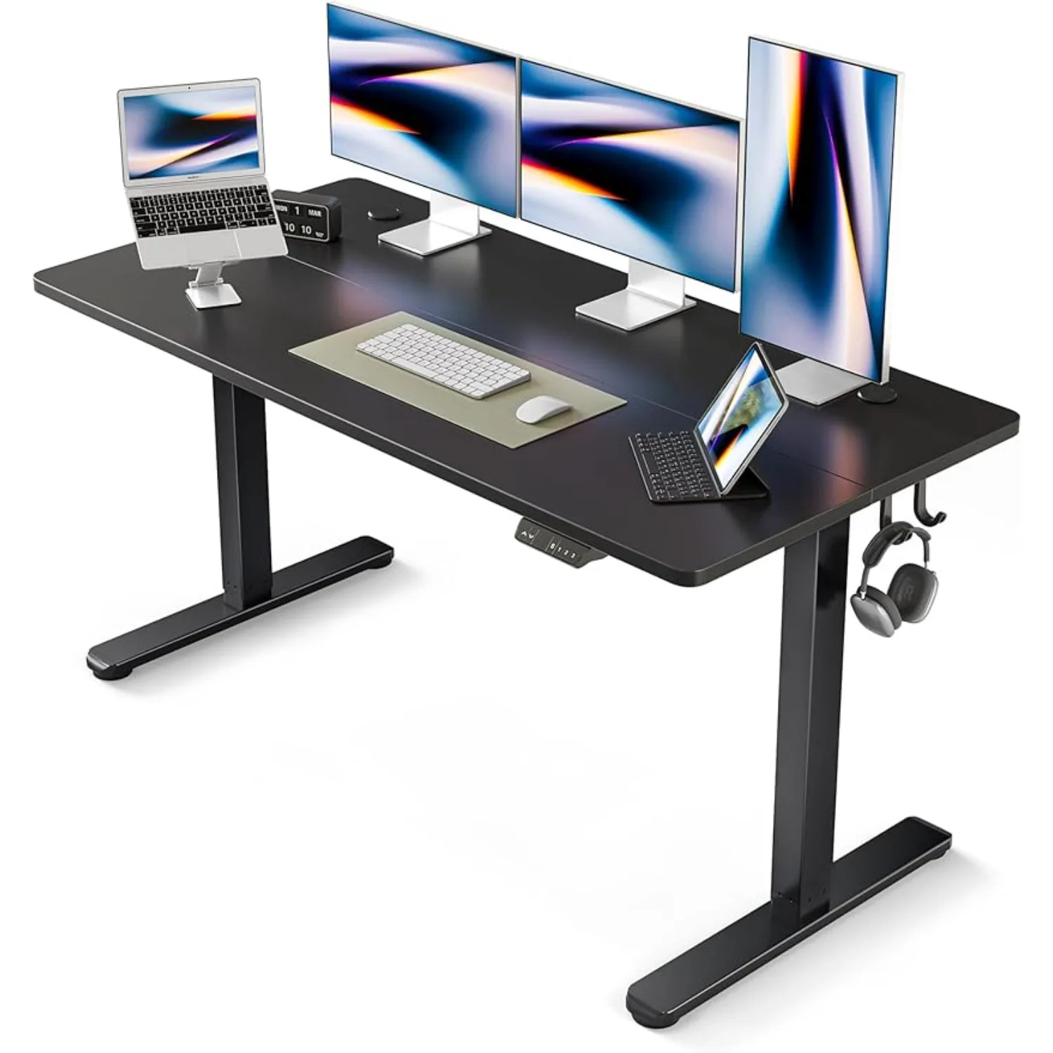 

Electric Standing Desk, 63 x 24 Inches Height Adjustable Table, Ergonomic Home Office Furniture with Splice Board