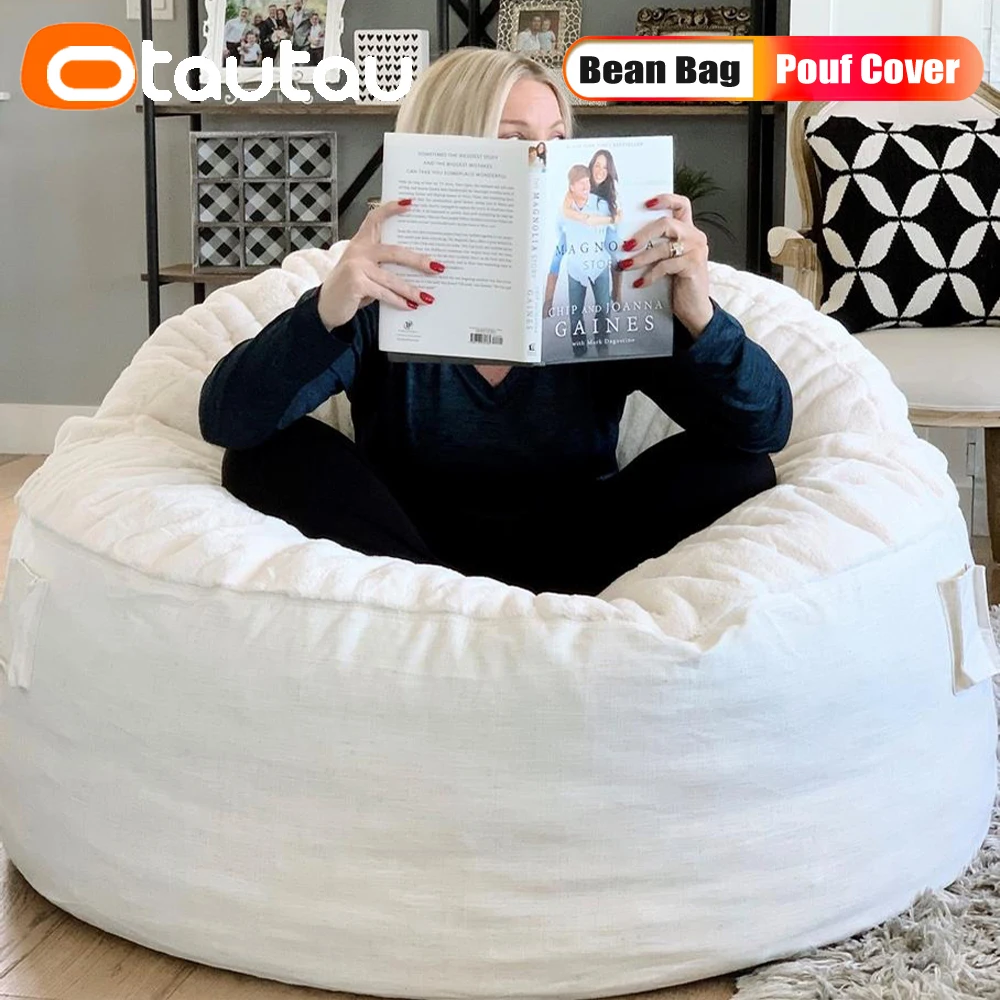 

OTAUTAU 3/4ft Giant Soft Faux Bunny Fur Bean Bag Cover Beanbag Pouf Sofa Bed Nest Floor Backrest Lounge Recliner Puff DD16LZ1T