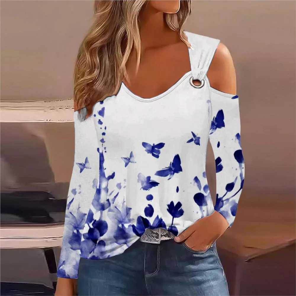 Butterfly Print T-shirt Women Casual Metal Round Hole Splicing Long Sleeve V Neck Loose Casual T Shirts 2023 Autumn Pullover Top
Butterfly Print T-shirt Women Casual Metal Round Hole Splicing Long Sleeve V Neck Loose Casual T Shirts 2023 Autumn Pullover Top