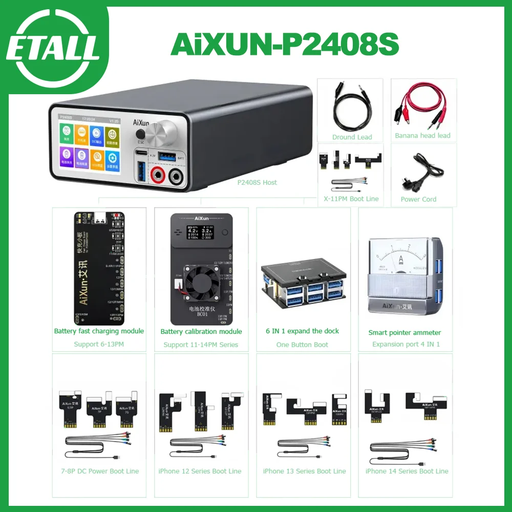 Умный амперметр напряжения Aixun P2408S 24 В/8A, регулятор тока с тестом питания постоянного тока, кабель питания, поддержка тестера короткого замыкания
Умный амперметр напряжения Aixun P2408S 24 В/8A, регулятор тока с тестом питания постоянного тока, кабель питания, поддержка тестера короткого замыкания