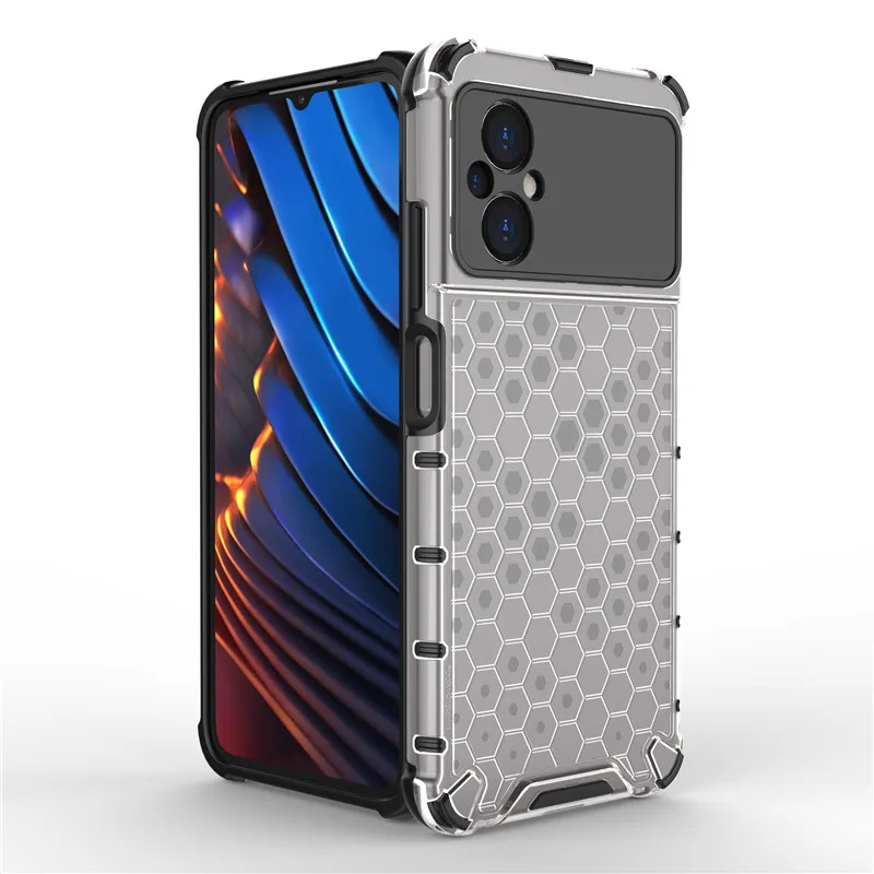 

For POCO M5 4G Case POCO M5 Global Cover 6.58 inch Honeycomb Hard PC Shockproof Protection Bumper For Xiaomi POCO M5 4G NFC
