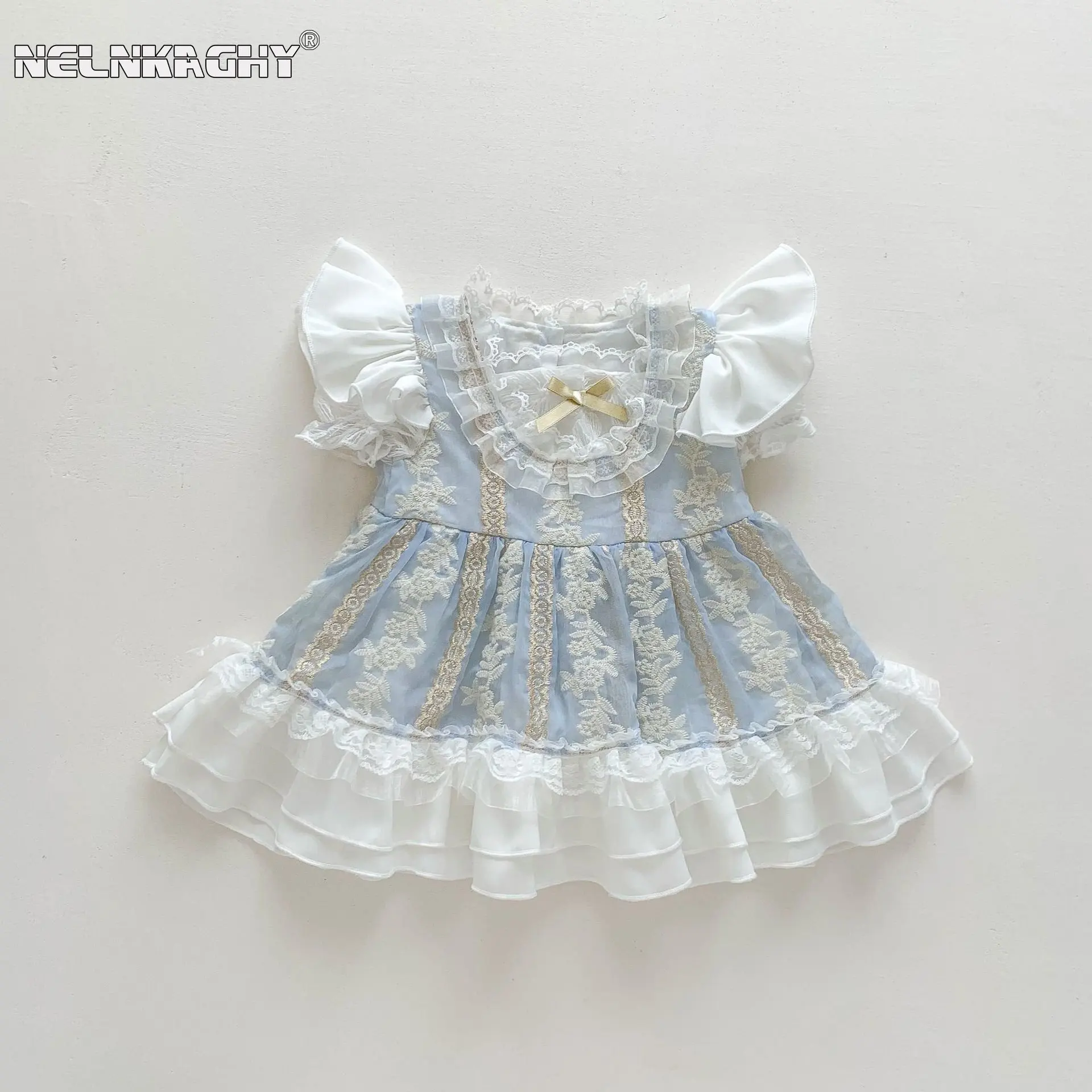 Pretty Princess Puff Sleeve Ruffles Lace Embroidery Bow Tiered Party Dresses Kid Baby Girls Banquet Clothing Children Mesh Dress
Pretty Princess Puff Sleeve Ruffles Lace Embroidery Bow Tiered Party Dresses Kid Baby Girls Banquet Clothing Children Mesh Dress