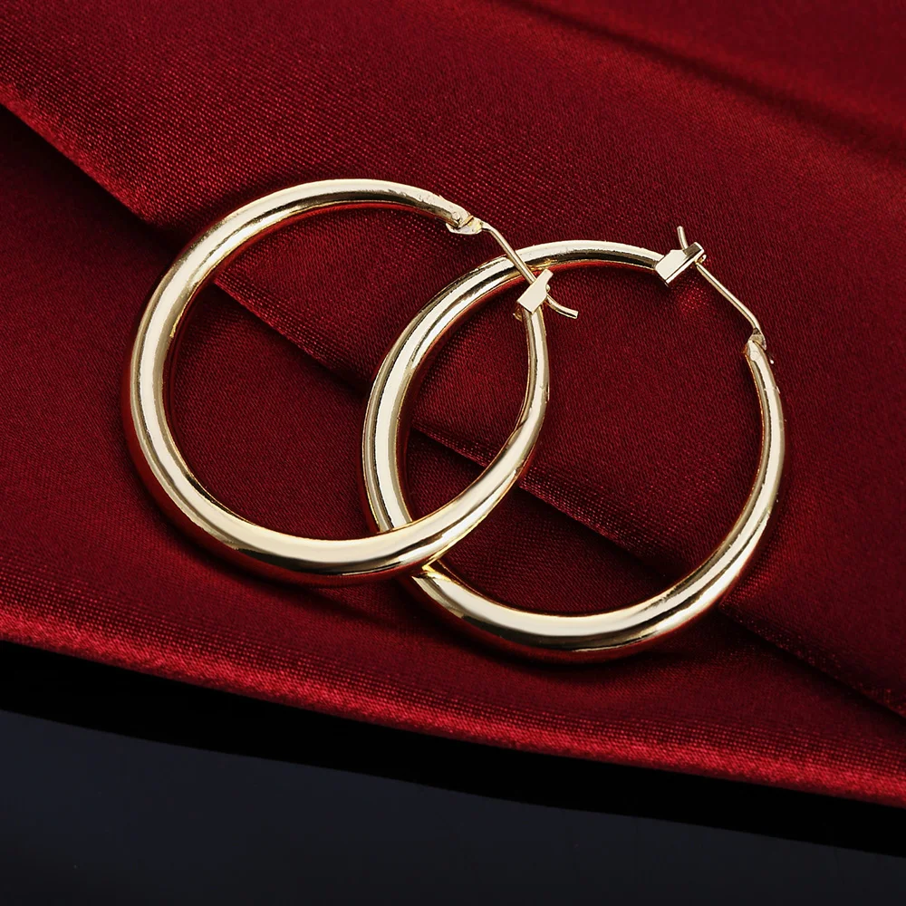 925 Sterling Silver 3.5cm Round earrings high quality 18K gold plated Fashion Jewelry Wedding Christmas Gift
925 Sterling Silver 3.5cm Round earrings high quality 18K gold plated Fashion Jewelry Wedding Christmas Gift