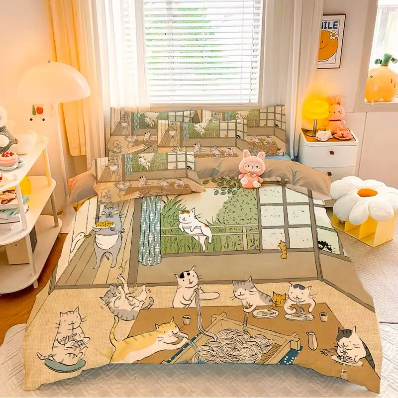 Cotton Korean Japanese Cats Family Party Quilt Covers Duvet For Kids Bedding Dorms Home Twin Full Single King Queen 4PC
Cotton Korean Japanese Cats Family Party Quilt Covers Duvet For Kids Bedding Dorms Home Twin Full Single King Queen 4PC