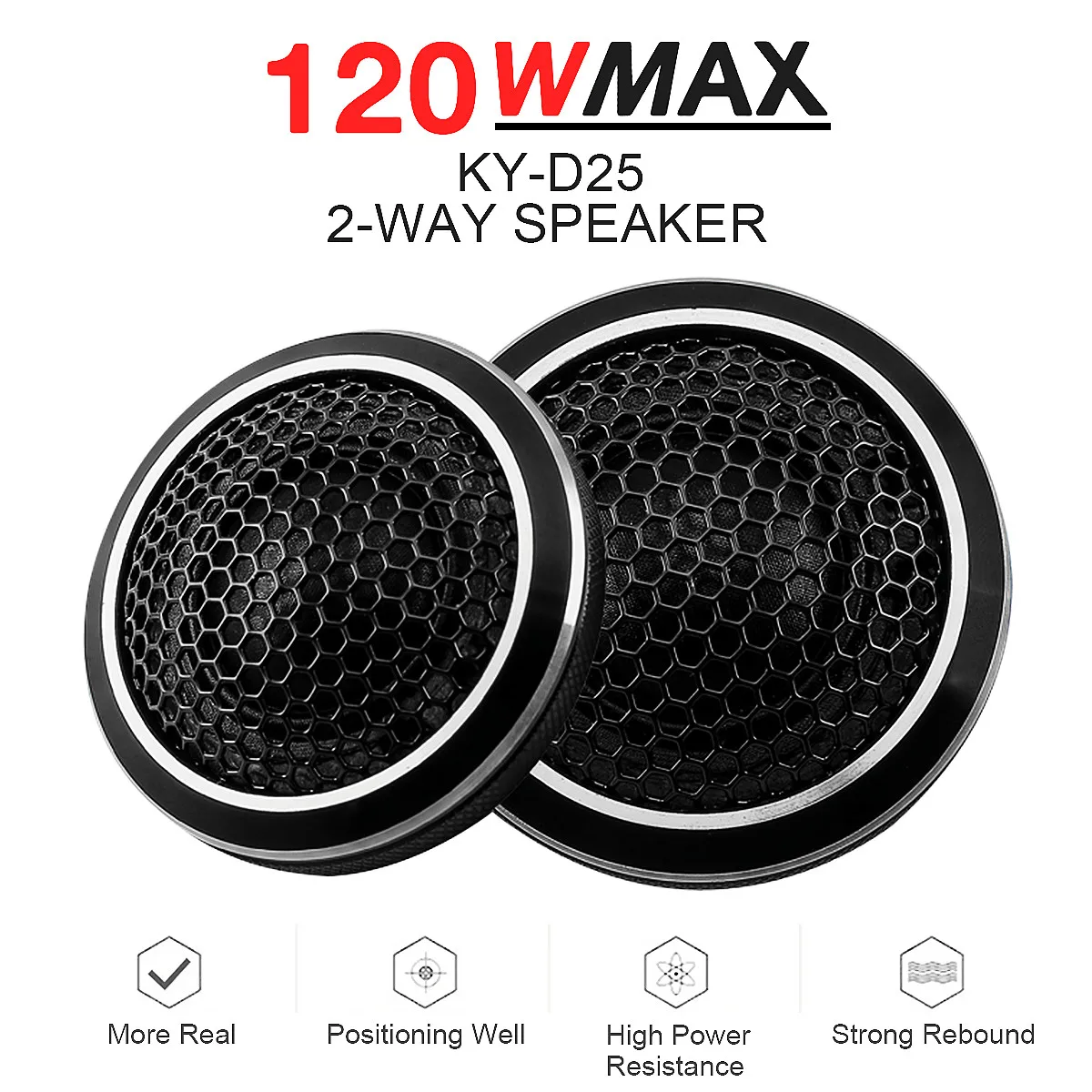 30Sets(2pcs/set)120W Mini Black Universal High Efficiency Dome Car Tweeter Stereo Speakers for Car Audio System
30Sets(2pcs/set)120W Mini Black Universal High Efficiency Dome Car Tweeter Stereo Speakers for Car Audio System