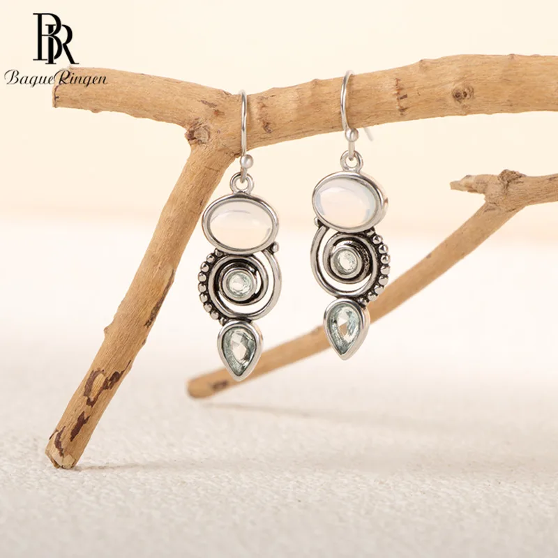 Bague Ringen Silver Color drop Earrings For Women Synthetic Moonstone Fashion Ear Jewelry Female Party ear-drops Gift Wholesale
Bague Ringen Silver Color drop Earrings For Women Synthetic Moonstone Fashion Ear Jewelry Female Party ear-drops Gift Wholesale