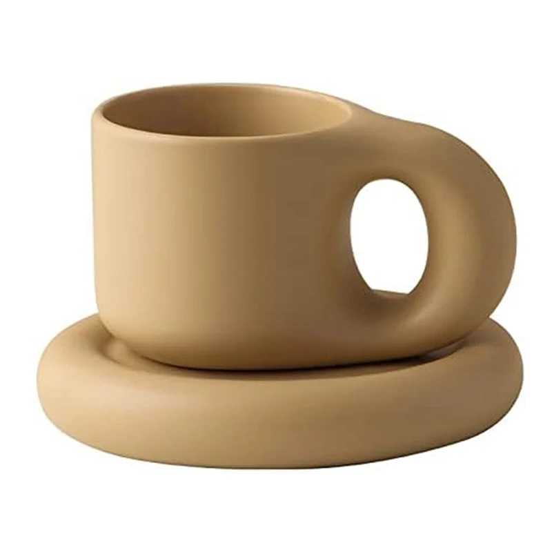 

Керамическая кружка полная кофейная кружка Милая чайная чашка + блюдце Новинка милая кружка с толстой ручкой набор для домашнего декора офиса