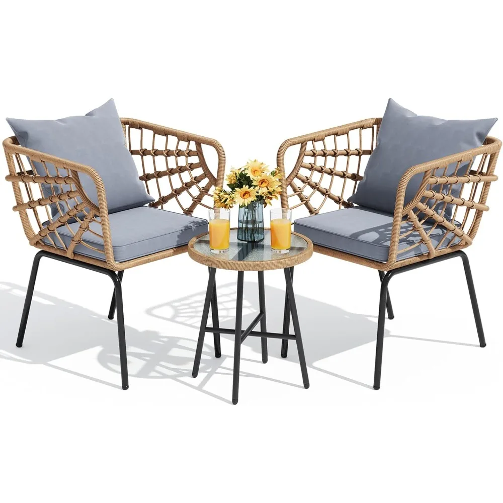 

All-Weather Patio Conversation Set for Balcony Garden Furniture Set Deck Backyard Porch Pool Outdoor Table Chairs Terrace Chair